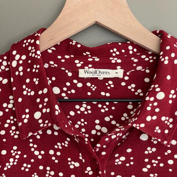 Woolovers Irregular Spot Red Jersey Print 3/4 Sleeve Shirt Size Medium Classic - Picture 8 of 16